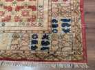 Turkish Heriz Rug 9x12, Geometric Pattern, Wool Turkey 8' 10" x 11' 6" in Red and Tan-Camel, Light Blue, Navy Blue - 2603L086