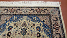 4x6 Ivory and Blue Chinese Rug Persian Design Hand-Knotted Oriental Carpet Wool Vintage Area Rug Central Medallion Entryway Rug Foyer Rug - Jewel Rugs