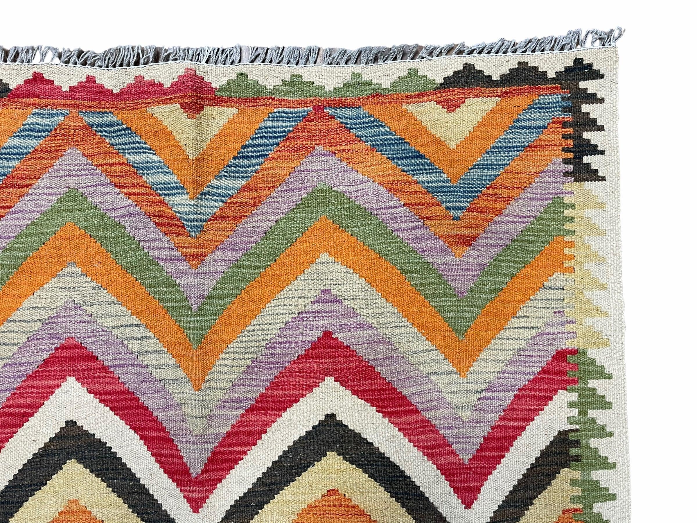 3x5 Kilim Rug, Colorful Kilim Rug 3x5 Multicolor Turkish Kilim Rug 3 x 5 Flatweave Kilim 5x3 Zigzag Kilim Wool Kilim New Playroom Rug Nice - Jewel Rugs