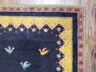 2' 4" X 9' 9" Handmade India Oriental Wool Runner Rug Birds Navy Blue Yellow - Jewel Rugs