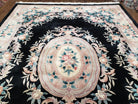 Vintage Chinese Carving Rug, Piled Aubusson Style Area Rug, 8x11 - 9x12 Area Rugs, Wool Hand-Knotted Black Deco Carpet Plush Living Room Rug - Jewel Rugs