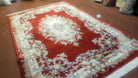 Red & Ivory Chinese Rug 6x9, Vintage Chinese Wool Carpet, Chinese Carving Rug, 90 Line, Aubusson Pattern, Handmade Soft Plush Area Rug - Jewel Rugs