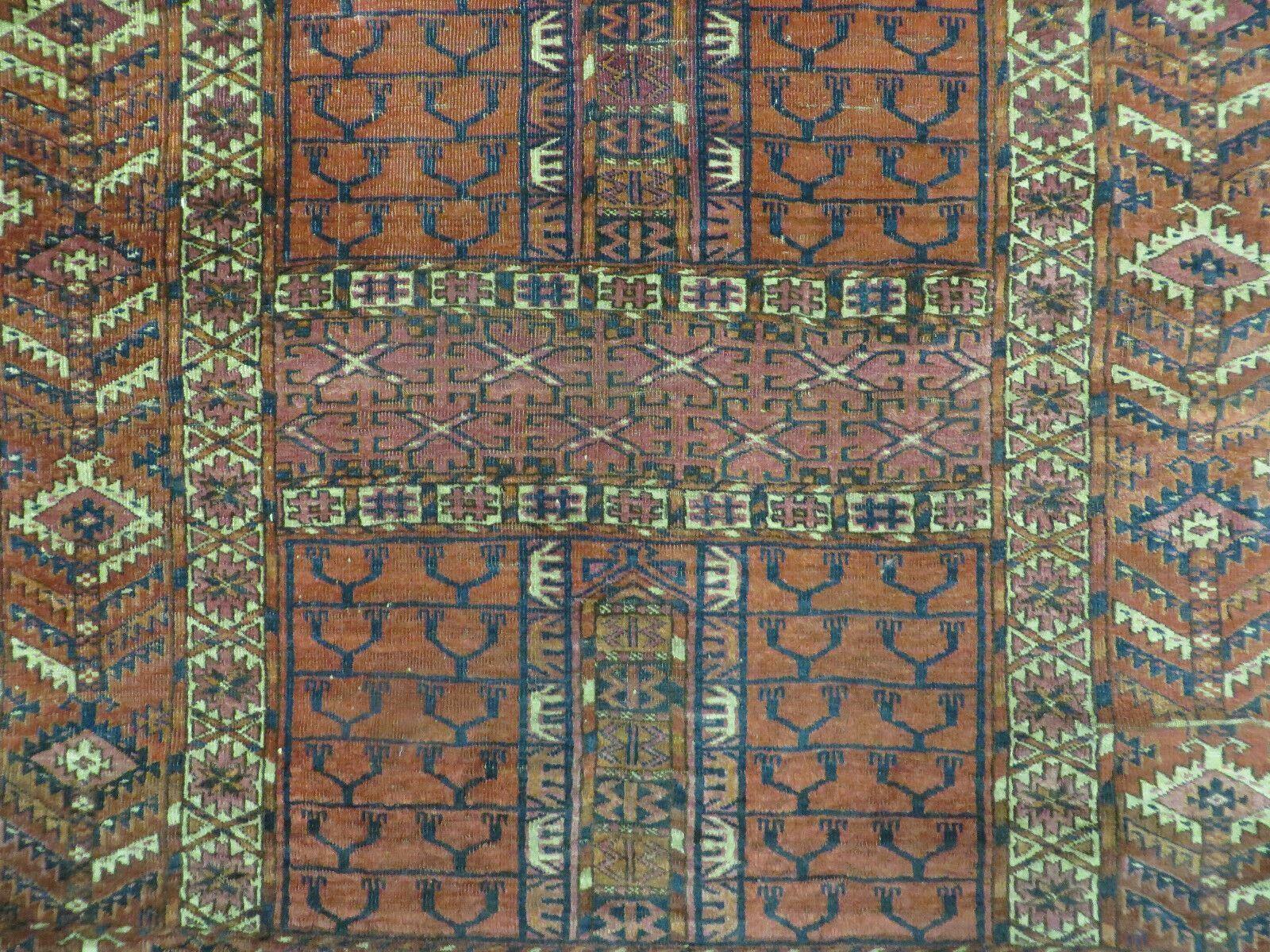 4' X 5' Antique Handmade Fine Tekkeh Turkoman Engsi Hatchli 4 Seasons Wool Rug - Jewel Rugs