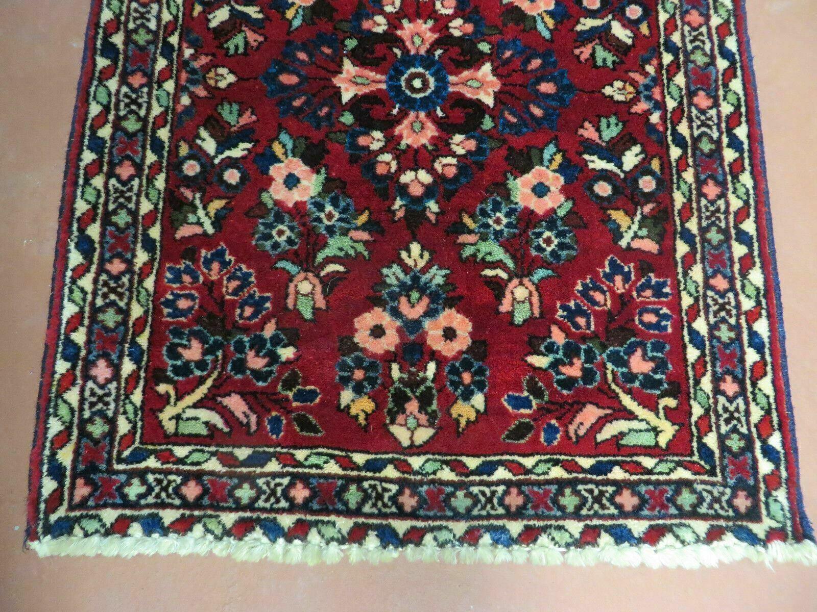 2' X 2.5' Vintage Handmade India Floral Oriental Rug Red - Jewel Rugs