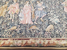 Vintage European Tapestry 5.4 x 7.11, Antique Style European Wall Hanging, Aubusson Weave Handmade Tapestry, Courtship Dating Scene, Animals - Jewel Rugs