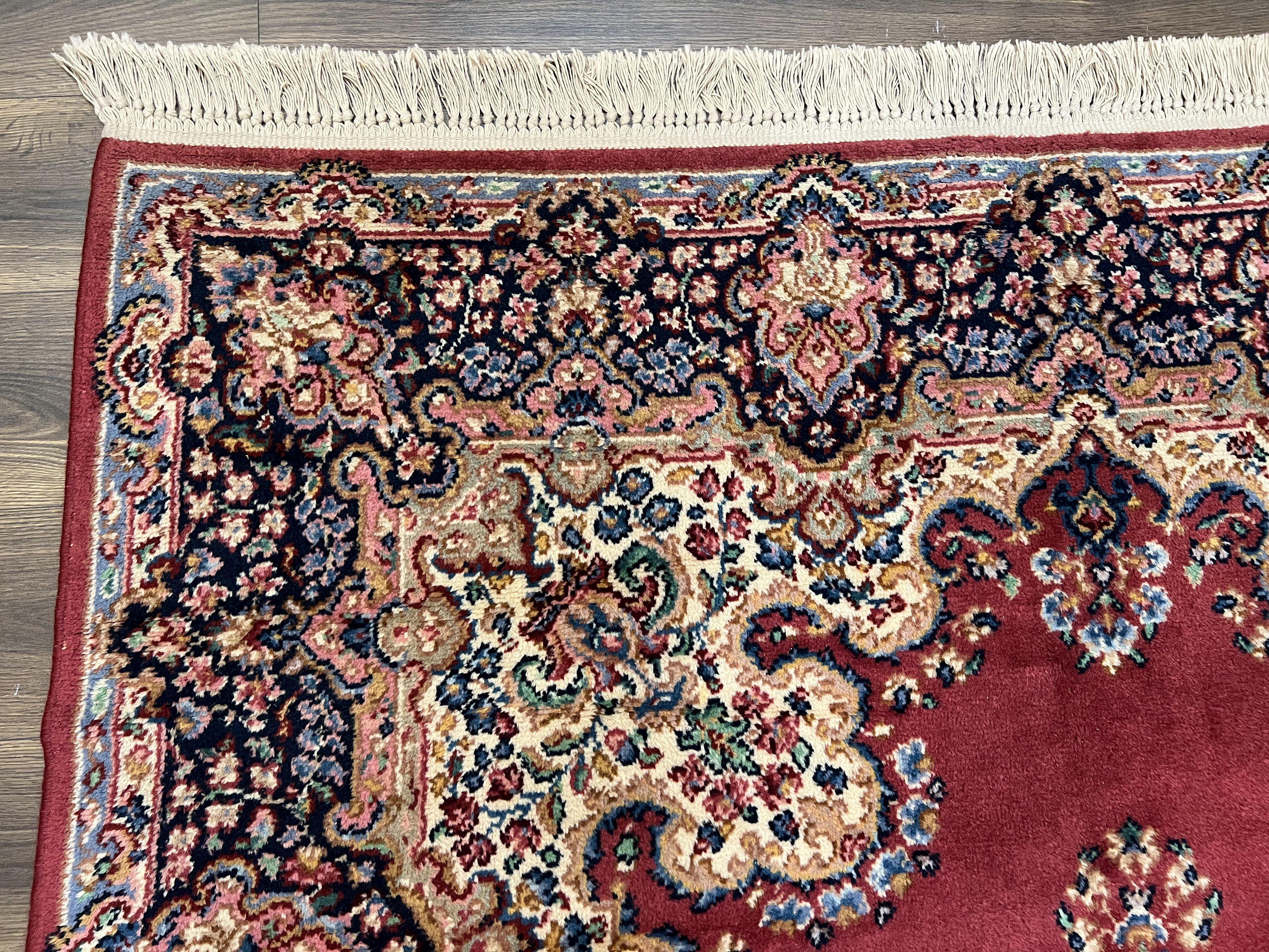 Vintage Karastan Rug 6x8, Karastan Red Sarouk, Semi Open Field Floral Kirman, Discontinued Karastan Oriental Carpet, Wool Karastan Area Rug - Jewel Rugs