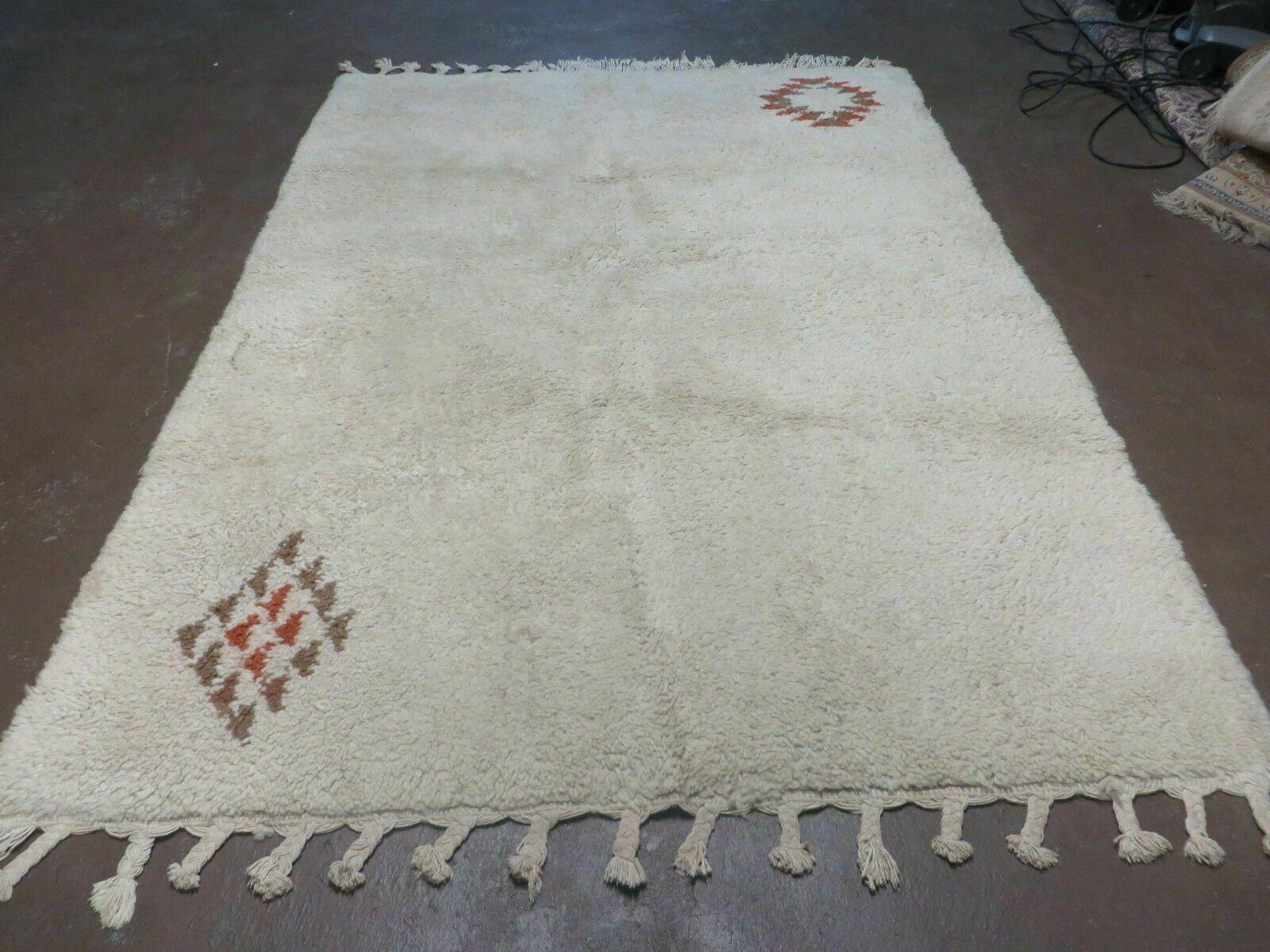 5' X 7' Vintage Handmade Moroccan Tribal Berber Wool Carpet Beige Area Rug Bohemian Boho Home Décor - Jewel Rugs