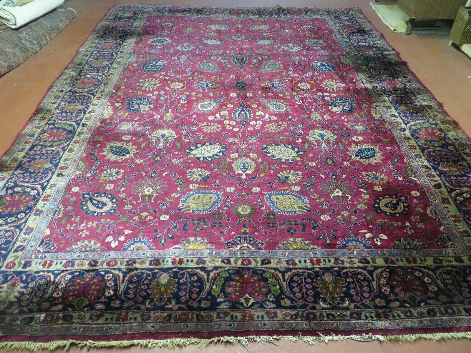 9' X 12 Antique 1920s Handmade Agra Indo Rug Beautiful Wine Red Vegetable Dye - Jewel Rugs