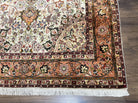 Stunning Persian Rug 5x7, Very Fine Authentic Persian Tabriz Carpet, 1960s Vintage Floral Medallion, Hand Knotted Wool Rug, Cream Salmon Gold - Jewel Rugs