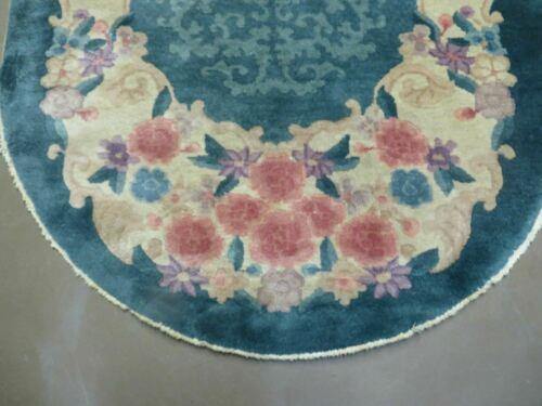 3' X 5' Vintage Handmade Chinese Art Deco Peking Oval Wool Rug Carpet - Jewel Rugs