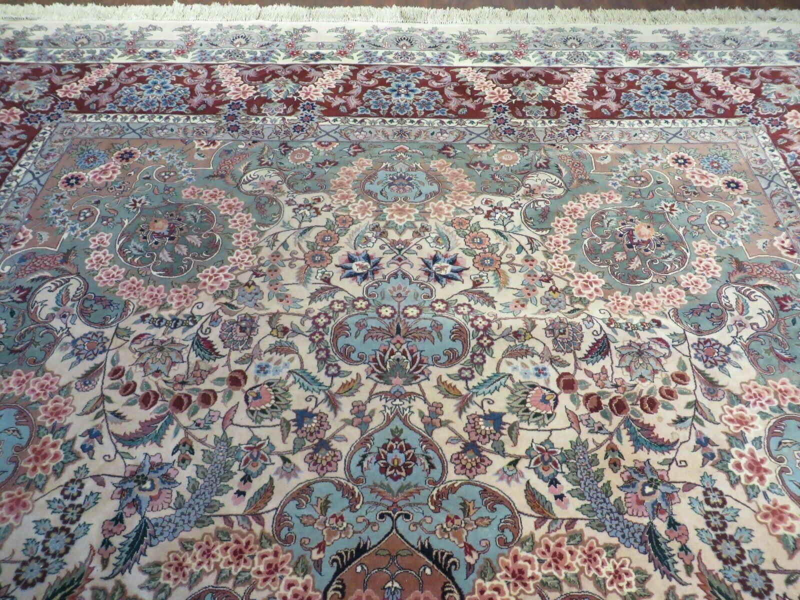 10' X 14' Finely Woven Handmade Chinese Oriental Carpet with Persian Tabriz Design Wool Rug With Silk Accents - Jewel Rugs