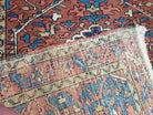 Antique Persian Karajeh Heriz Rug, Red & Blue, Hand-Knotted, Wool, 3' 1" x 4' 3" - Jewel Rugs