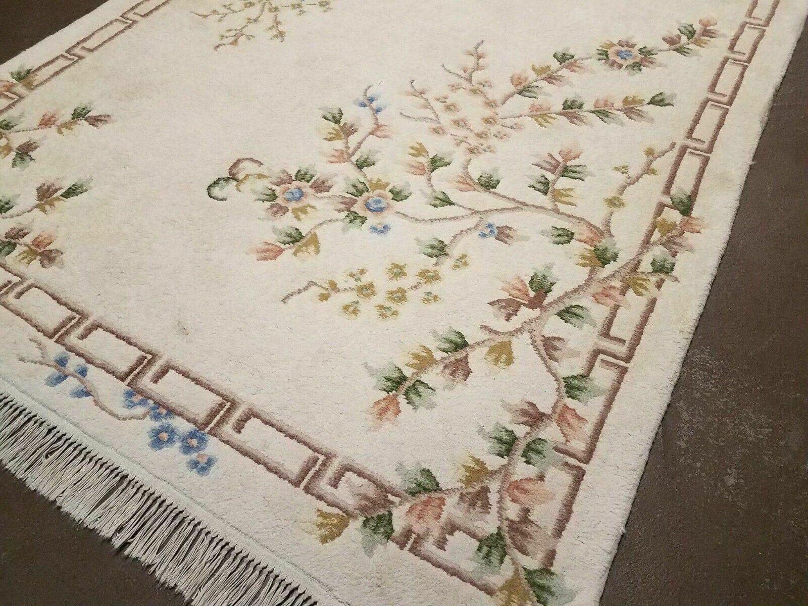 6' X 9' Vintage Handmade Indo Chinese Wool Rug Nice - Jewel Rugs