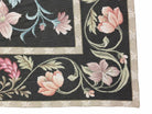 Black Aubusson Needlepoint Rug 9x12, Flatweave Carpet Floral Pattern, Flowers, European Design, Handmade Hand-Knotted Hand-Woven, Brand New - Jewel Rugs