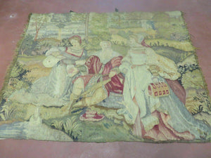 3' X 4' Antique TAPESTRY French Handmade Aubusson Weave Nature One Of A Kind - Jewel Rugs