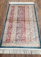 Paisley Pattern Silk Rug, Boteh Design, All Silk Accent Rug, Oriental Carpet, Very Detailed, 2' 8" x 4' 1", New, Bamboo Silk - Jewel Rugs