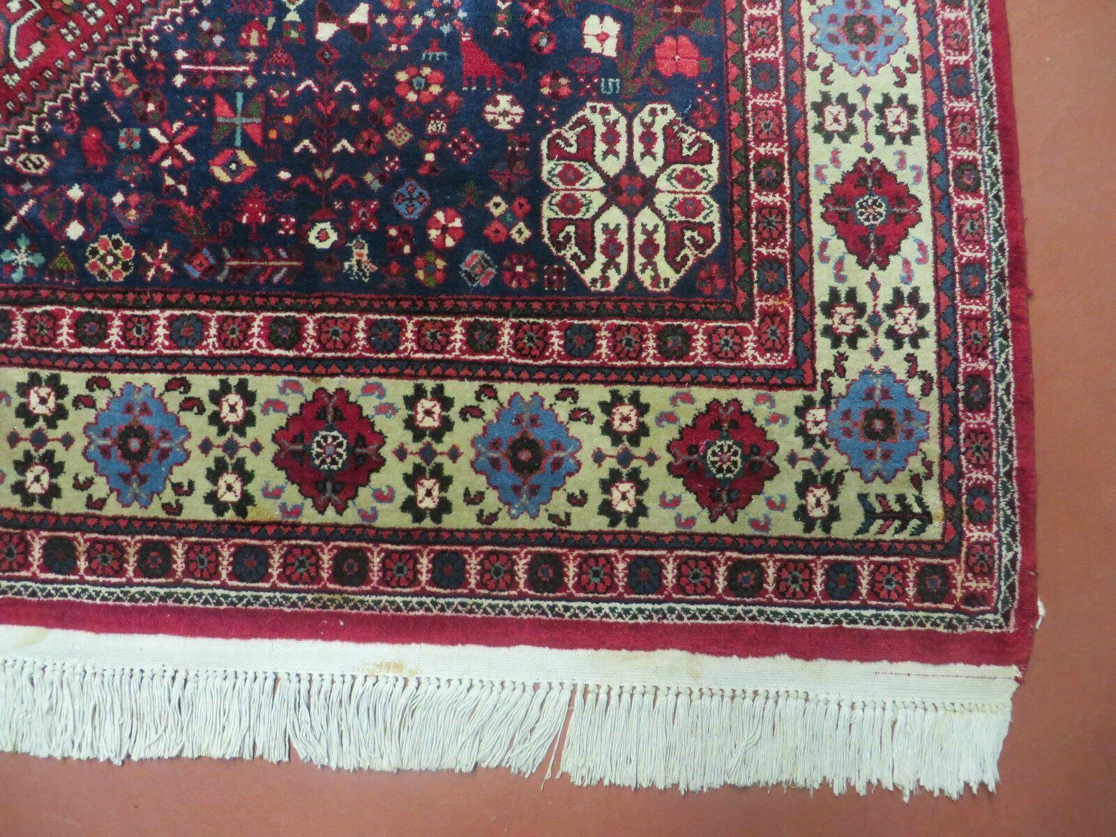 7' X 10' Vintage Handmade Indian Floral Wool Rug Hand Knotted Carpet Red Ivory - Jewel Rugs