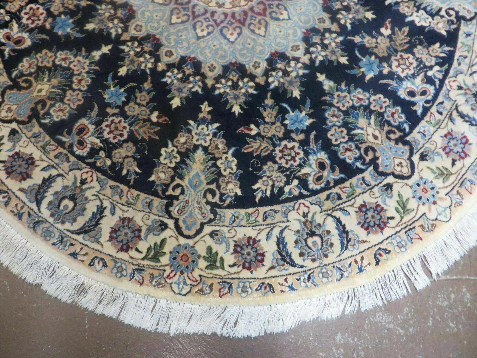 4' Handmade Ultra Fine India Floral Wool Rug Carpet Round Silk Accents Nice - Jewel Rugs