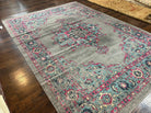 Safavieh Artison Rug 9x12, Turkish Power Loomed Carpet 9 x 12 ft, Antique Heriz Look, Light Gray Light Blue Hot Pink, Medallion Rug - Jewel Rugs