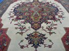 10' X 13' Antique Handmade Turkish Wool Rug with Persian Heriz Serapi Bakshaish Pattern - Beige, Red, and Blue Colors - Jewel Rugs