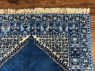 Vintage Moroccan Rug 5.6 x 7.6, Blue and Ivory Area Rug, Hand-Knotted Oriental Carpet, Geometric Medallion Open Field, Soft Wool Rug, Nice - Jewel Rugs