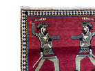 3 X 6 Handmade Wool Rug Tribal Balouch Warriors Deer Animal Pictorial Red Swords - Jewel Rugs