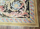 9' X 12' Vintage Chinese Handmade Wool Aubusson Savonnerie Rug Black Gold - Jewel Rugs