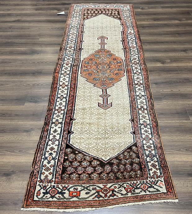 Rare Persian Tribal Runner Rug 3.5 x 10, Sarab Serab Kalegy Carpet, Antique 1920s Collectible Geometric Medallion Oriental Wool Runner, Hand Knotted, Camel Hair Color - Jewel Rugs