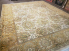 8' X 10' Handmade India Oushak Floral Wool Rug Flowers Beige Wow - Jewel Rugs