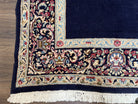 Persian Kirman Rug 5x8, Navy Blue and Beige, Persian Lion with Sword and Sun Motif, Hand Knotted Wool Fine Oriental Carpet, Semi Antique - Jewel Rugs