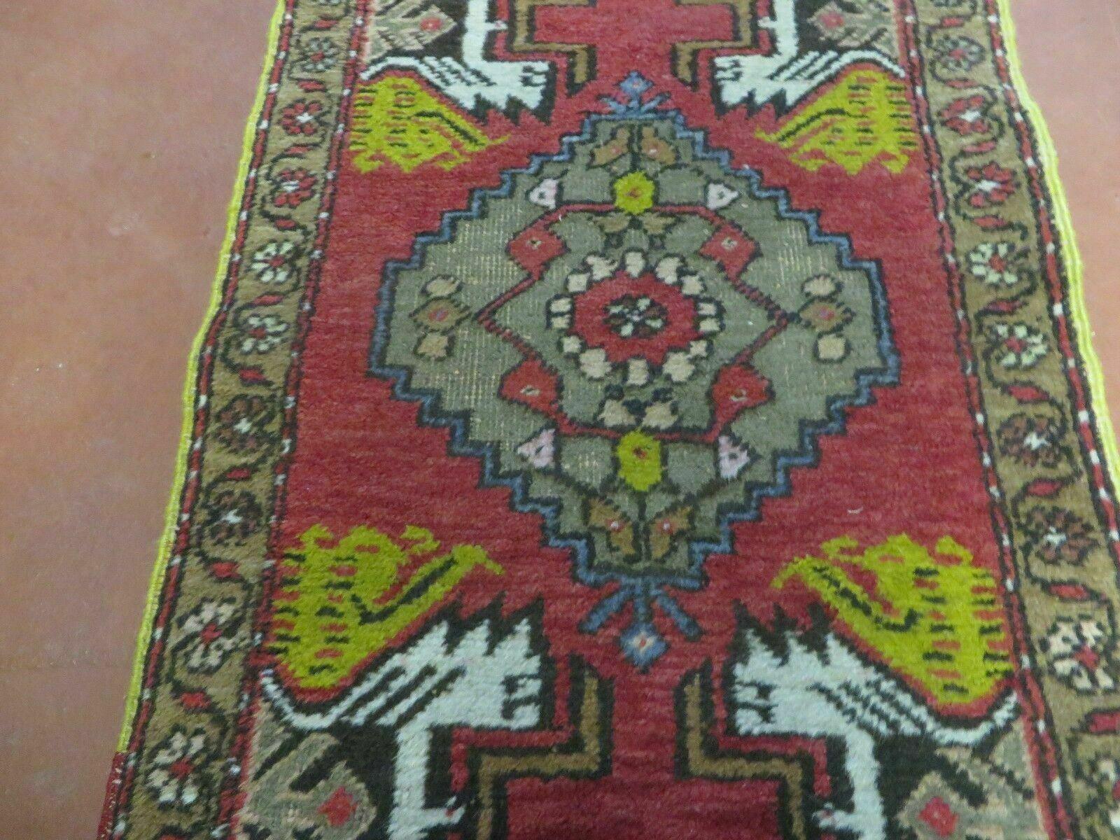 20" X 38" Antique Handmade Turkish Oushak Oshak Yastik Wool Rug Mat Turkey Nice - Jewel Rugs