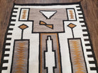 Antique Navajo Rug 3x5, Collectible Native American Blanket, Wool Hand Woven, Ivory Black Indian Tribal Rug, Vintage Navajo Textile - Jewel Rugs