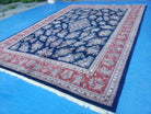 10' X 13' Vintage Handmade Wool Rug Blue Red Organic Nice Oriental Carpet - Jewel Rugs