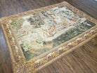 4' 6" X 6' Tapestry French Design Handmade Aubusson Weave Nature One Of A Kind - Jewel Rugs