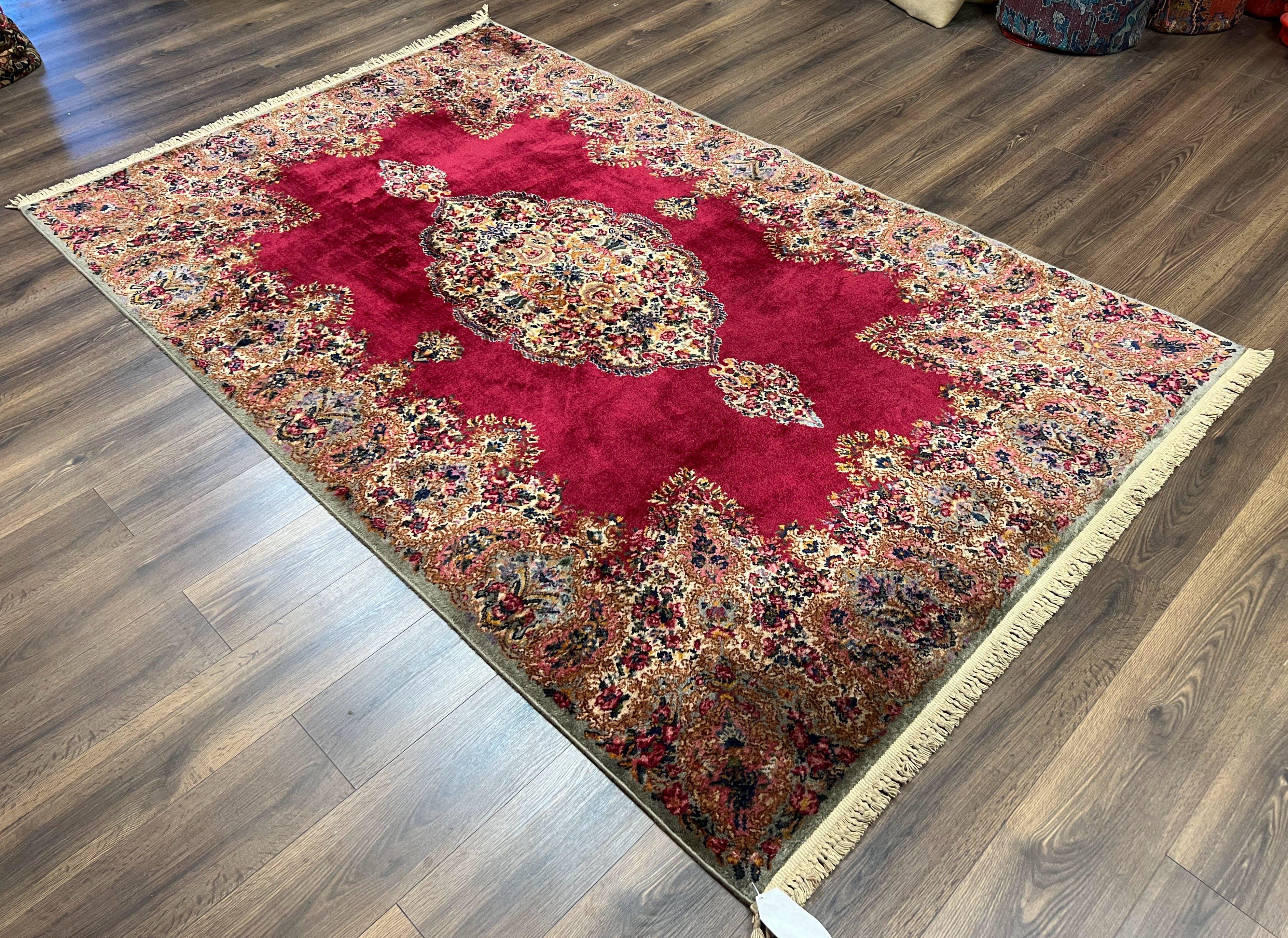 Karastan Red Medallion Kirman #762, Wool Karastan Carpet 5.9 x 9, Vintage 6x9 Area Rug, Original Collection 700 Series Discontinued, Nice - Jewel Rugs