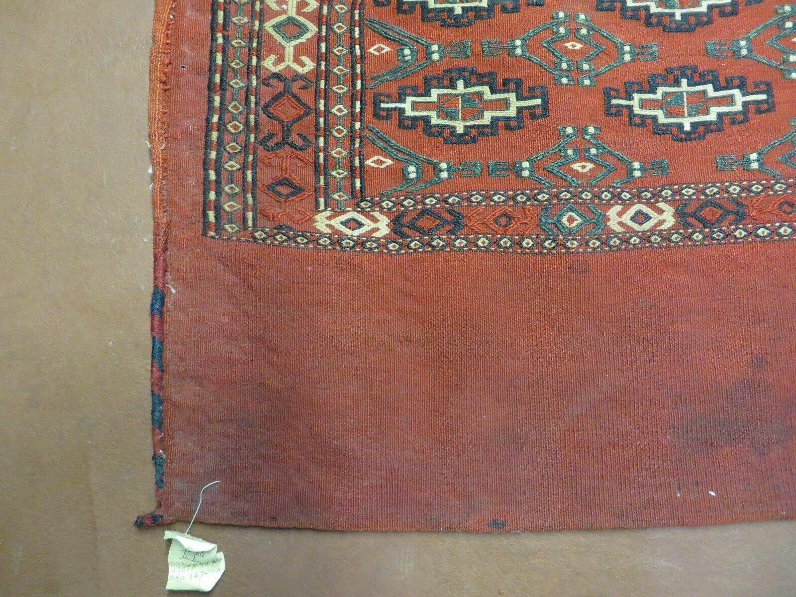 2.5' X 4' Antique Handmade Turkoman Tribal Wool Rug Cushion Case Yamud Diamond - Jewel Rugs