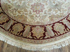 7' Vintage Round Handmade Indian Agra Wool Rug Tea Washed Veg Dyes Nice - Jewel Rugs