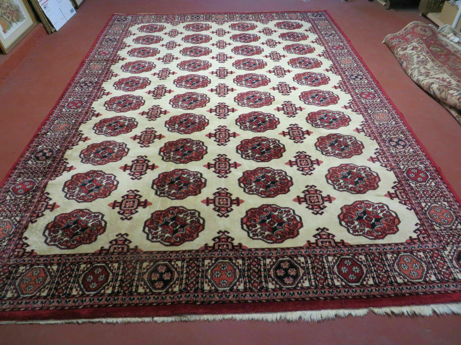 9' X 12' Karastan #704 Bokhara Pattern - Red & Ivory American Made Wool Rug Nice - Jewel Rugs