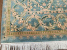 9' X 12' Hand Made Chinese Oriental Floral Garden Wool Rug Plush Pile Blue Teal - Jewel Rugs