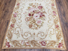 Vintage Chinese Needlepoint Rug 3x4 Hand Woven French Aubusson Floral Design, Flatweave Rug, Beige Area Rug, European Handmade Carpet 3 x 4 - Jewel Rugs