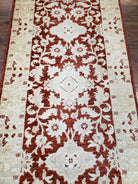 21 ft Runner Rug Long Hallway Runner, 3 x 21 Corridor Rug, Peshawar Pak Persian Chobi Agra Rug, Maroon and Beige Large Flowers Wool Handmade - Jewel Rugs