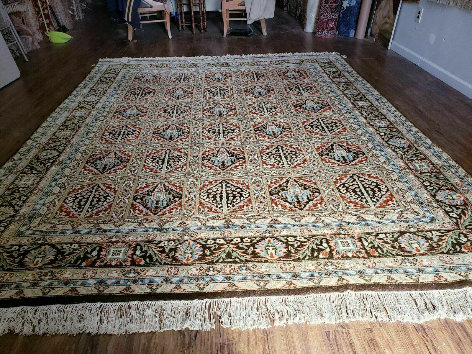 8' X 10' Hand Knotted Wool Area Rug Vegetable Dyes Handmade Paneled Palm Tree - Jewel Rugs