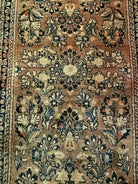 2' X 4' Antique Handmade Sarouk Floral Wool Rug Blue Organic Vegetable Dye Nice - Jewel Rugs