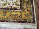 10' X 13' Vintage Hand-Knotted Made India Agra Wool Rug Vegetable Dye Ivory Gold - Jewel Rugs