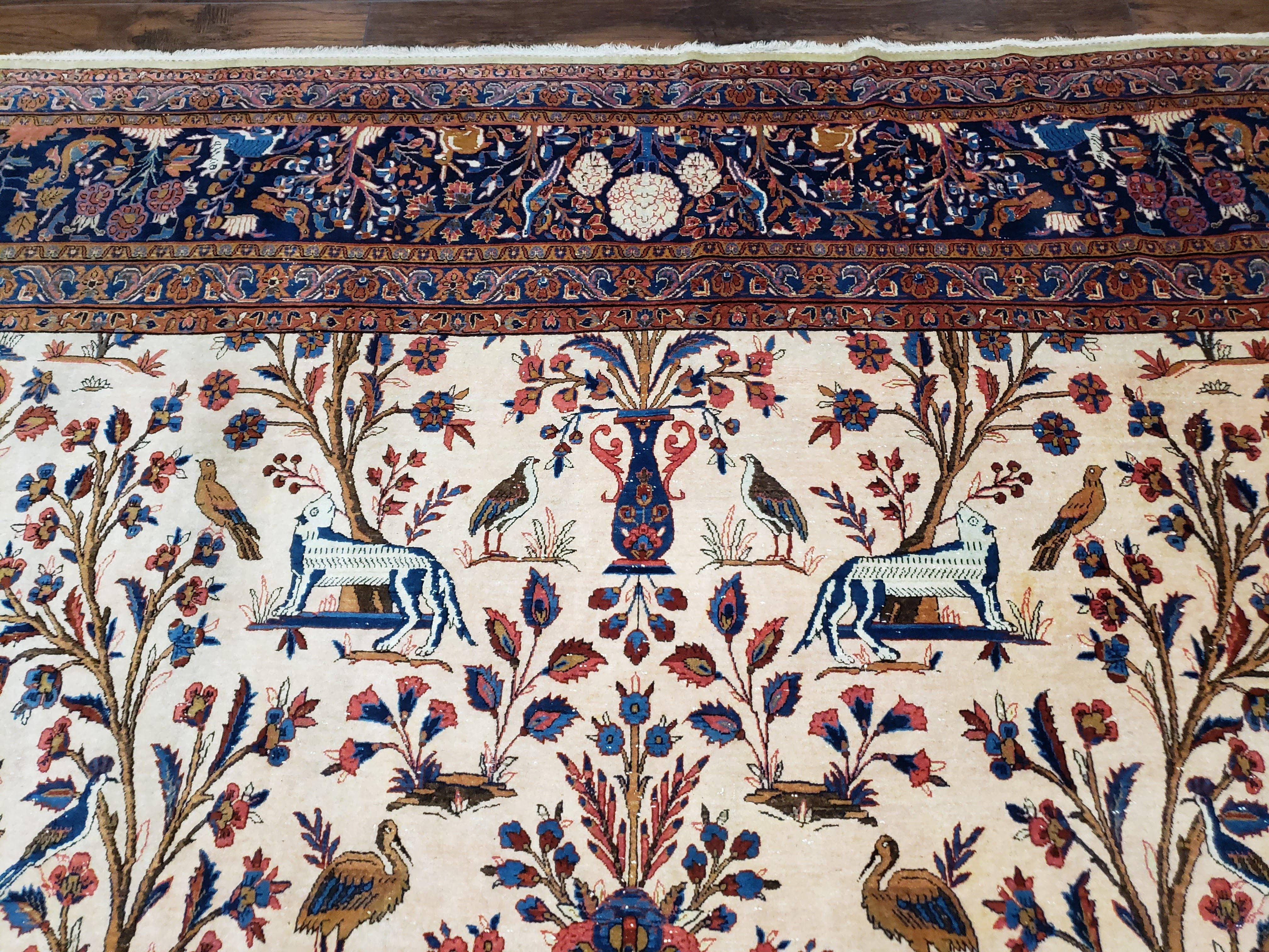 Antique Persian Kashan Tree of Life Rug 10x13 - Jewel Rugs