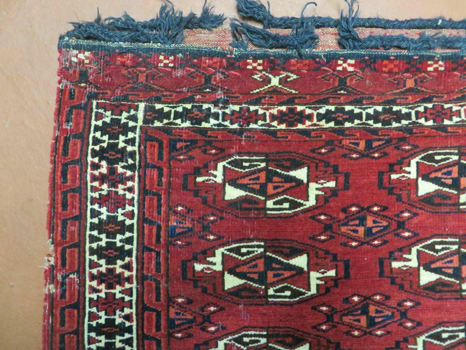 2.5' X 4' Antique Handmade Yamud Turkoman Tribal Wool Rug Bag Elephant Foot Nice - Jewel Rugs