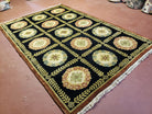 6x9 Aubusson Design Nepali Tibetan Black Hand-Knotted Rug Wool Carpet Soft Plush Pile New Rug Nice - Jewel Rugs