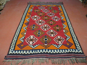 5' X 8' Antique Turkish Kilim Handmade Flat Weave Wool Rug Veg Dye Nice - Jewel Rugs