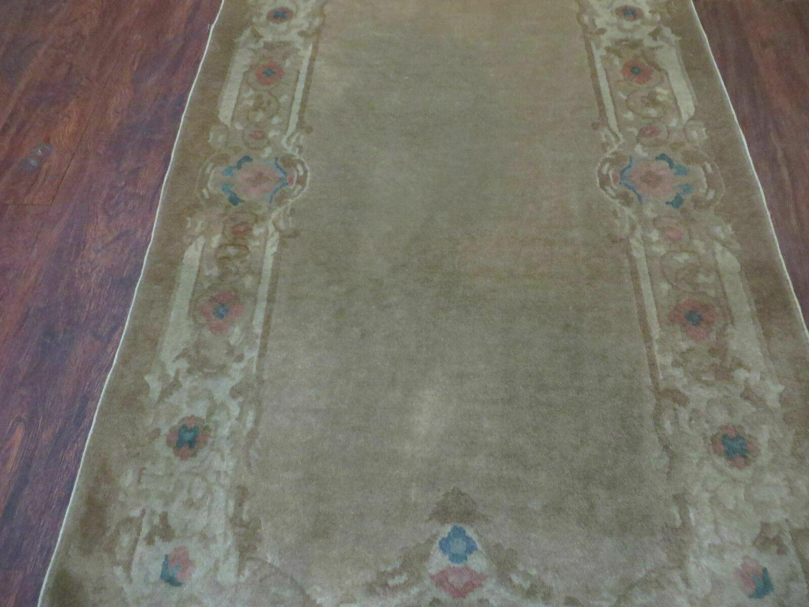 3' X 5' 4" Vintage Handmade Art Deco Chinese Wool Brown Accent Rug - Jewel Rugs