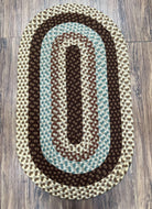 American Braided Rug 2x4 ft Oval Rug, Multicolor Oval Rug, Oval Braided Rug, Hand Woven, Vintage Braided Rug, Small Braided Rug - Jewel Rugs